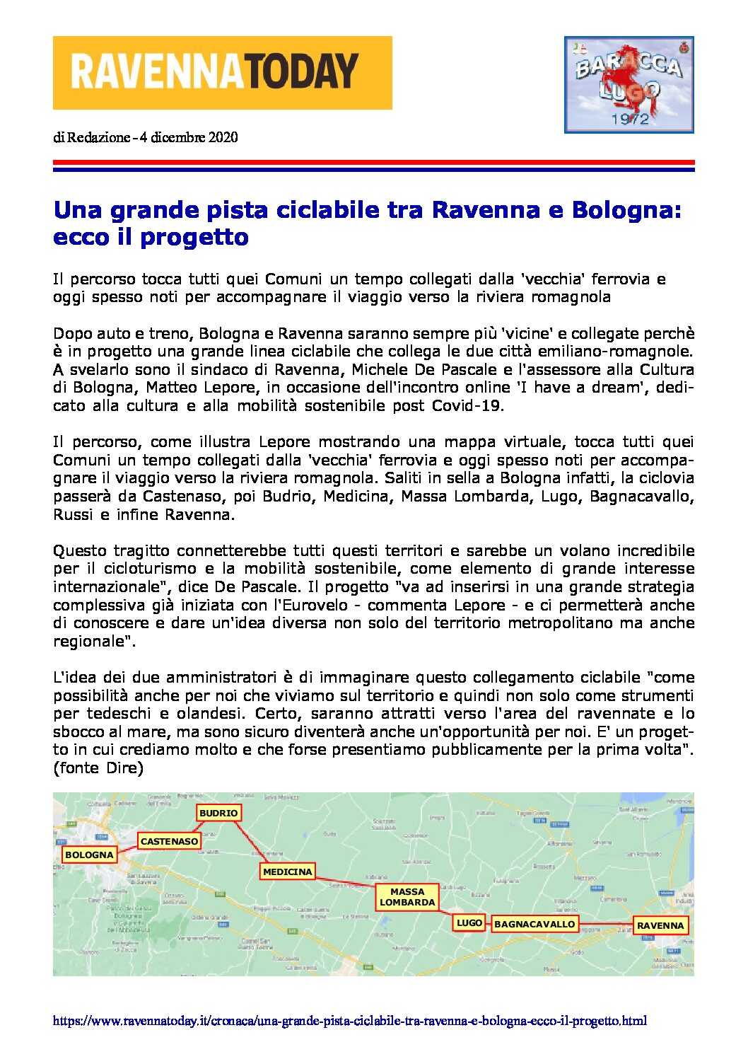 Pista ciclabile tra Ravenna e Bologna Pista ciclabile tra Ravenna e Bologna pdf