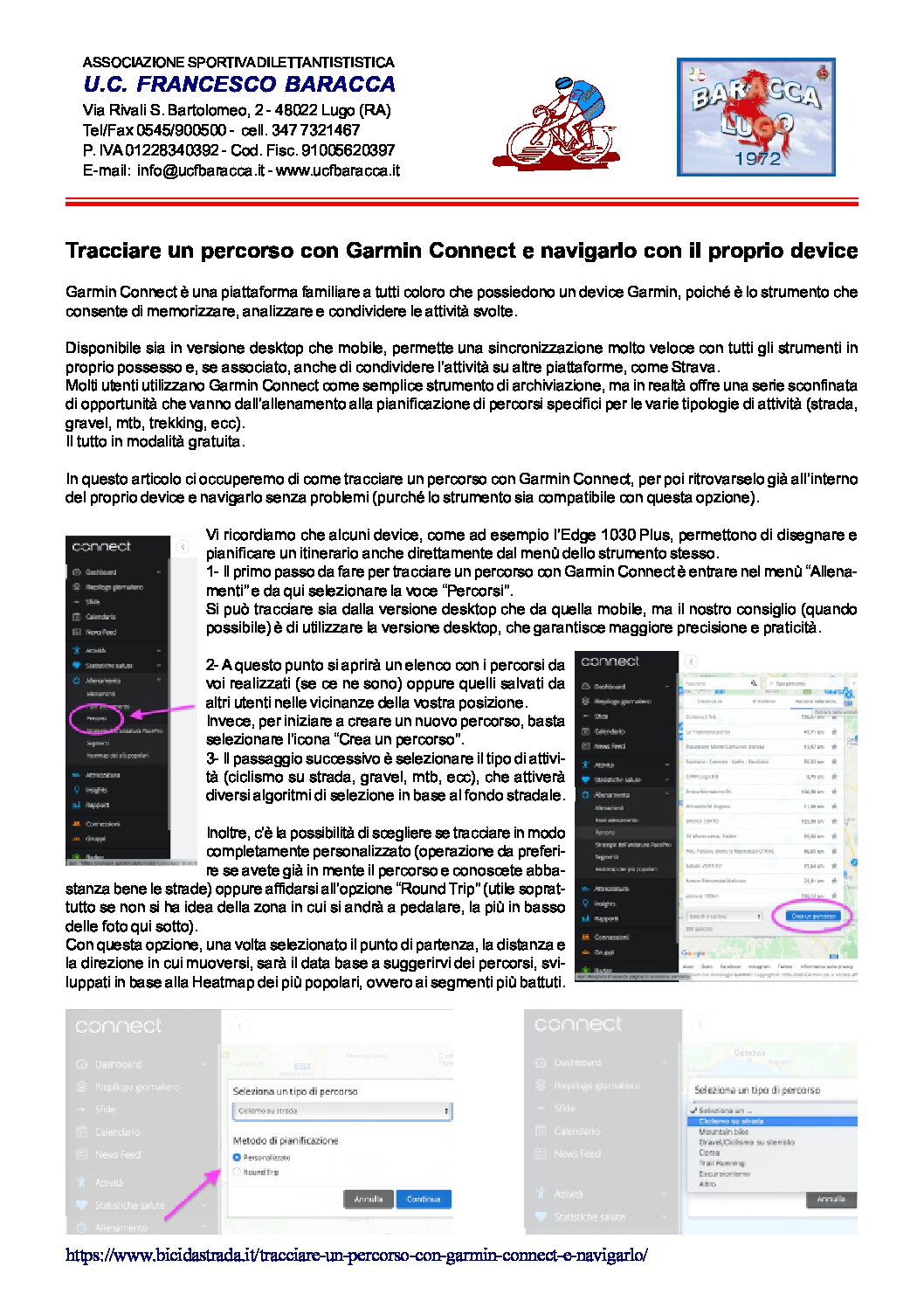 Tracciare un percorso con Garmin Connect pdf